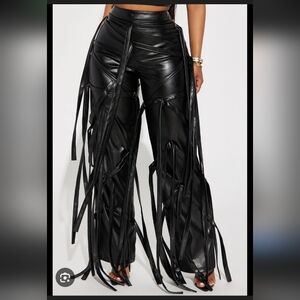Women's Black Fringe Leather Pants